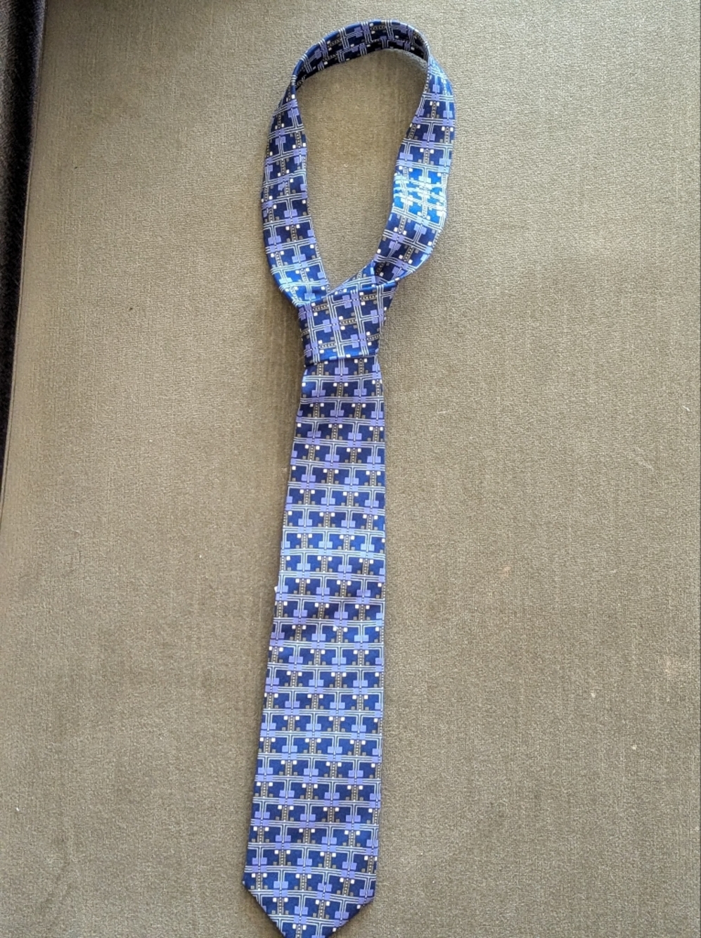 NWT Frank Lloyd Wright Tie Blue Geometric Silk Tie